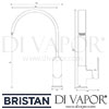 Bristan Cherry Easyfit Sink Mixer Brushed Nickel Tap Dimensions